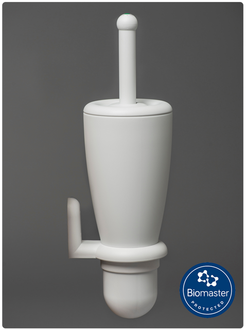 Wall Mounted Antimicrobial Dip-San® Hygienic Toilet Brush c/w 250ml cleaning fluid & replacement brush head